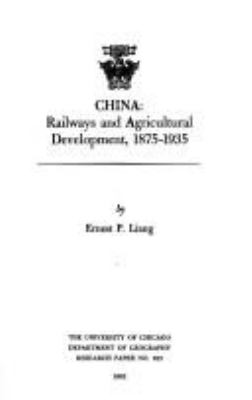 China, Railways And Agricultural Development, 1875-1935